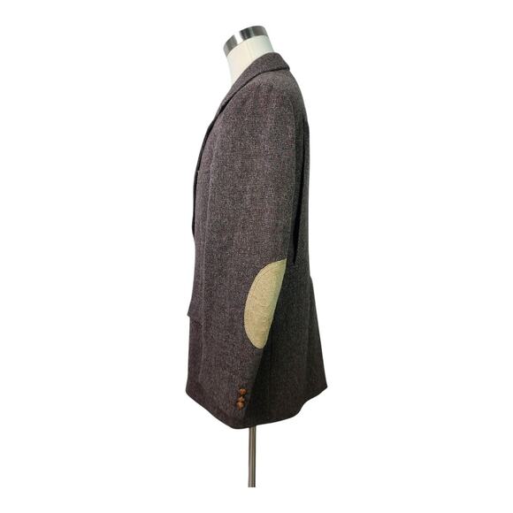 Pendleton Brown Taupe Tweed Vintage Lined Elbow Patch Blazer Jacket Coat 44 L - Picture 2 of 4
